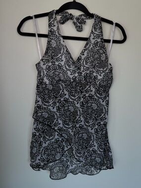 Vintage Y2K BCX Asymmetrical Chiffon Halter Tank Top Fairy Whimsical